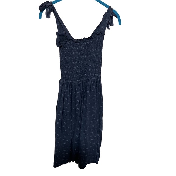Toad & Co. XS Gemina Tie Sleeve Smocked Sleeveless Navy  Mini Dress Organic - Picture 4 of 11